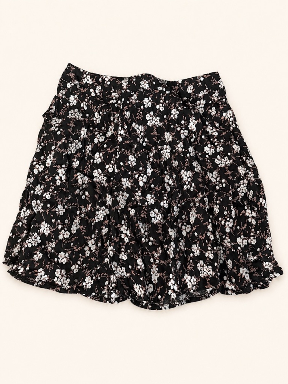 Workshop Republic Clothing Black Floral Tiered Skater Skirt